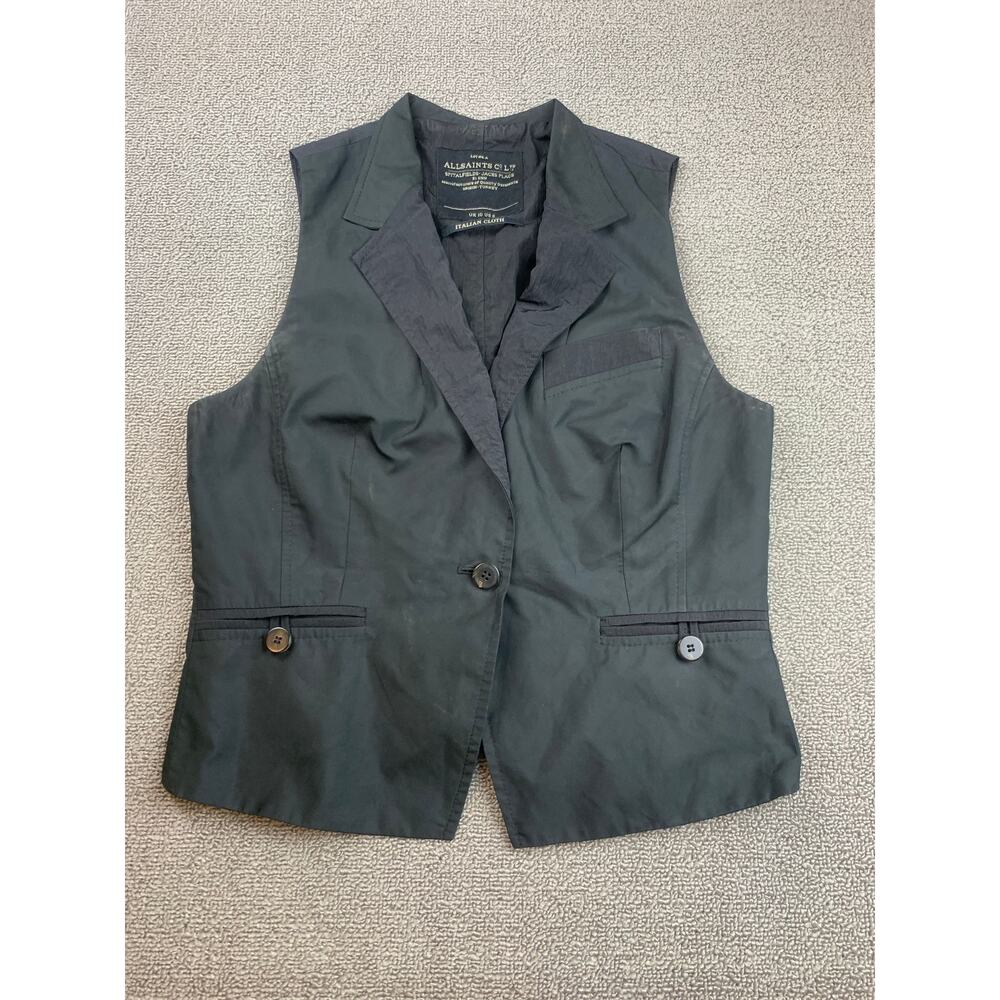 AllSaints Sleeveless Blazer Vest Womens US 6 UK 10 Black Italian Cloth Tailored‎